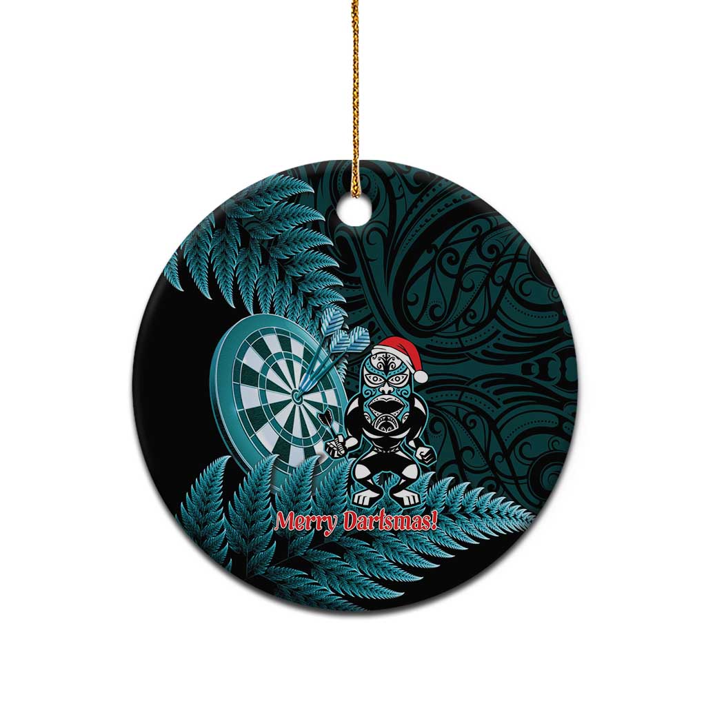 Personalised New Zealand Darts Christmas Ceramic Ornament Maori Fern Merry Dartsmas LT14 - Polynesian Pride