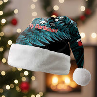 Personalised New Zealand Darts Christmas Santa Hat Maori Fern Merry Dartsmas LT14 Without Fur Cyan - Polynesian Pride