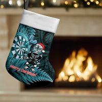 Personalised New Zealand Darts Christmas Stocking Maori Fern Merry Dartsmas LT14 Set of 2 Cyan - Polynesian Pride