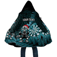 Personalised New Zealand Darts Christmas Cloak Maori Fern Merry Dartsmas LT14 Unisex Cyan - Polynesian Pride