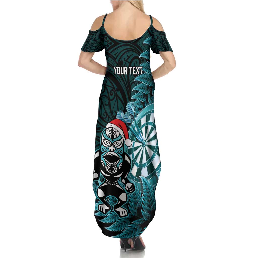 Personalised New Zealand Darts Christmas Family Matching Summer Maxi Dress and Hawaiian Shirt Maori Fern Merry Dartsmas LT14 - Polynesian Pride