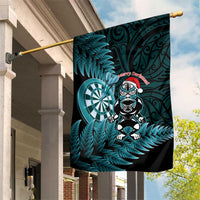 New Zealand Darts Christmas Garden Flag Maori Fern Merry Dartsmas LT14 House Flag Cyan - Polynesian Pride
