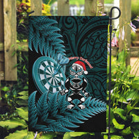 New Zealand Darts Christmas Garden Flag Maori Fern Merry Dartsmas LT14 Garden Flag Cyan - Polynesian Pride