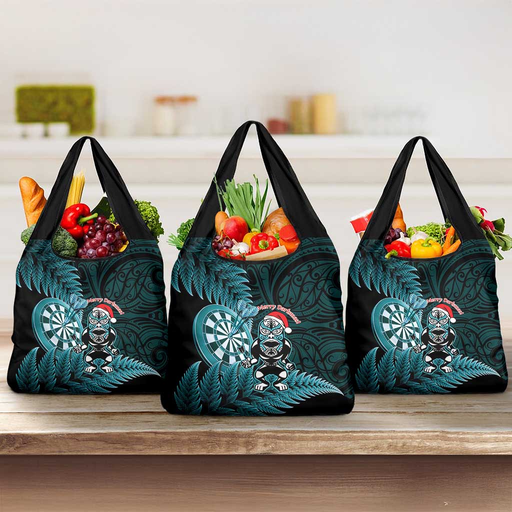 New Zealand Darts Christmas Grocery Bag Maori Fern Merry Dartsmas LT14 3-pack One Size Cyan - Polynesian Pride