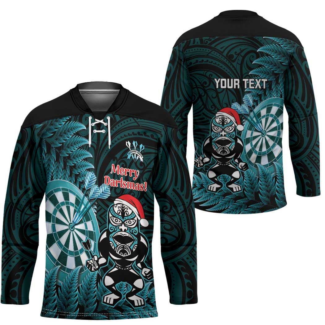 Personalised New Zealand Darts Christmas Hockey Jersey Maori Fern Merry Dartsmas LT14 - Polynesian Pride