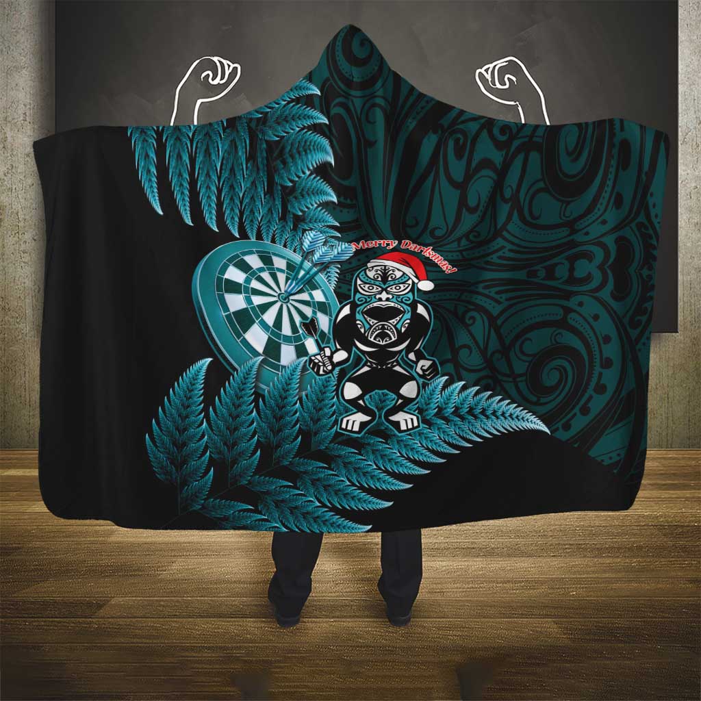 New Zealand Darts Christmas Hooded Blanket Maori Fern Merry Dartsmas LT14 - Polynesian Pride