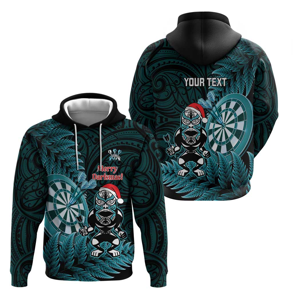 Personalised New Zealand Darts Christmas Hoodie Maori Fern Merry Dartsmas LT14 - Polynesian Pride