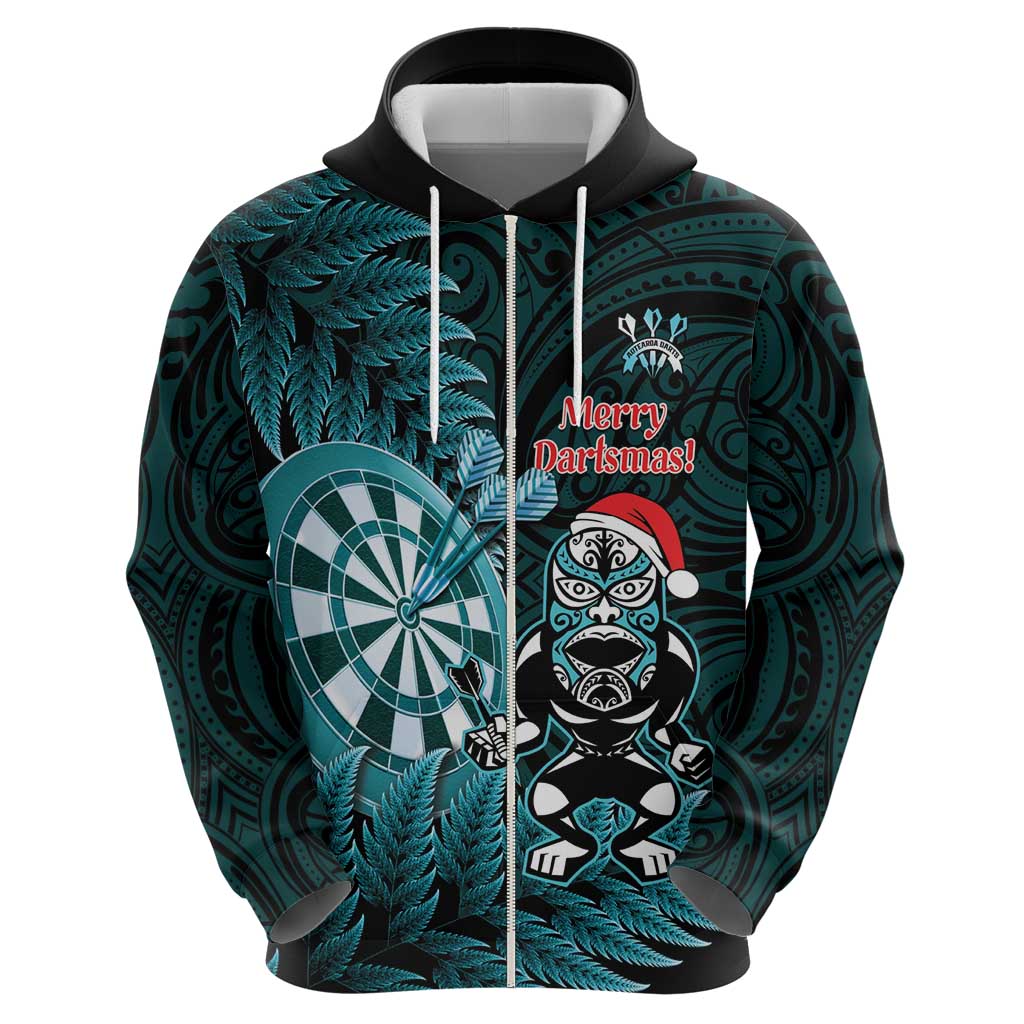 Personalised New Zealand Darts Christmas Hoodie Maori Fern Merry Dartsmas LT14 - Polynesian Pride