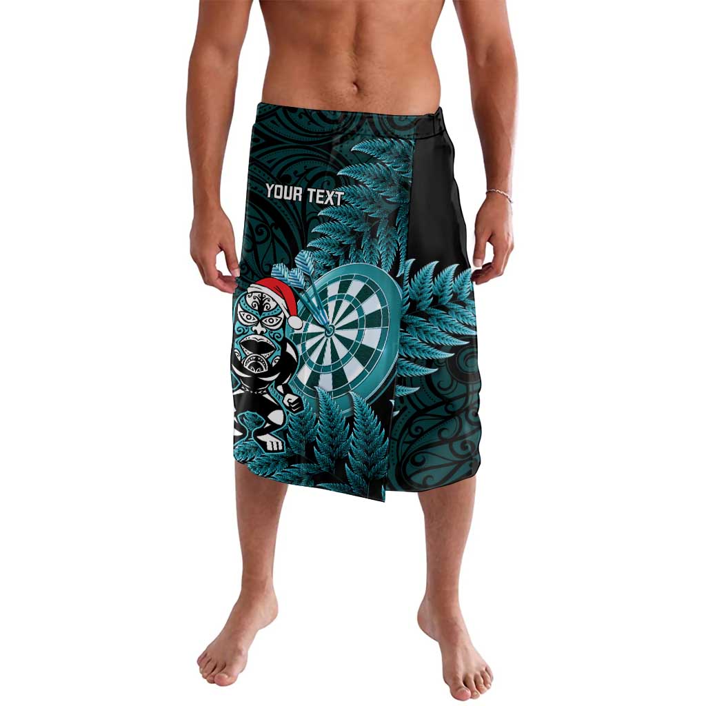 Personalised New Zealand Darts Christmas Lavalava Maori Fern Merry Dartsmas LT14 Cyan - Polynesian Pride