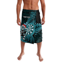 Personalised New Zealand Darts Christmas Lavalava Maori Fern Merry Dartsmas LT14 Cyan - Polynesian Pride
