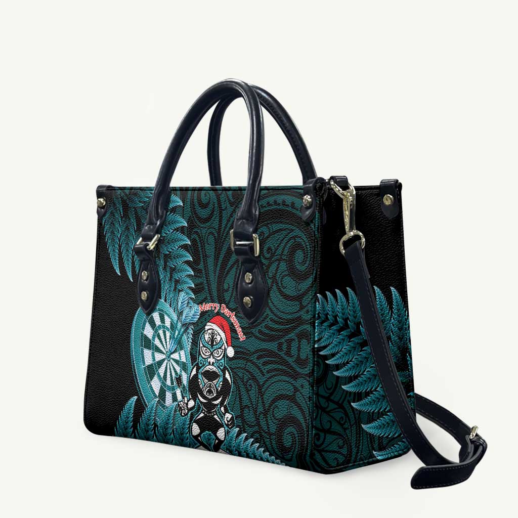 New Zealand Darts Christmas Leather Bag Maori Fern Merry Dartsmas - Polynesian Pride