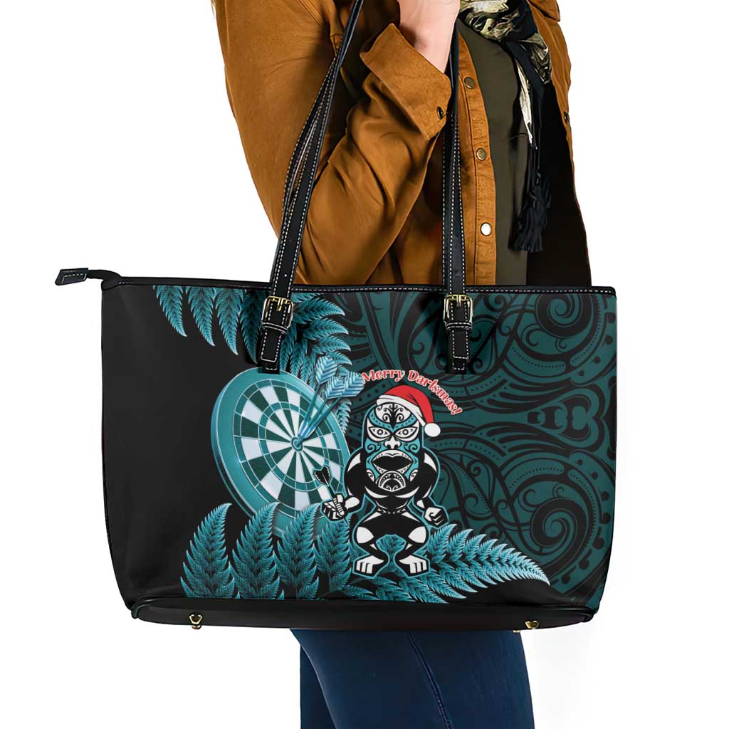 New Zealand Darts Christmas Leather Tote Bag Maori Fern Merry Dartsmas LT14 - Polynesian Pride