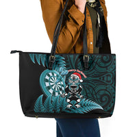 New Zealand Darts Christmas Leather Tote Bag Maori Fern Merry Dartsmas LT14 - Polynesian Pride