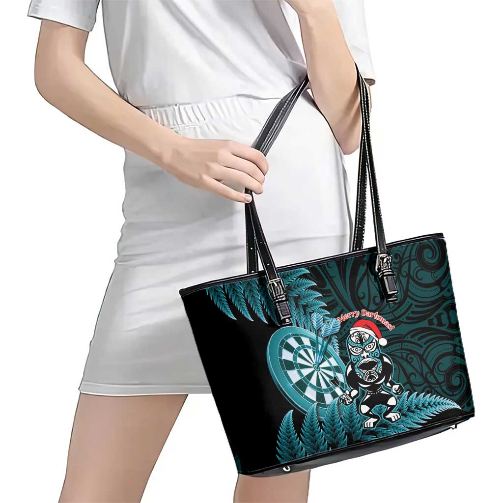 New Zealand Darts Christmas Leather Tote Bag Maori Fern Merry Dartsmas LT14 - Polynesian Pride
