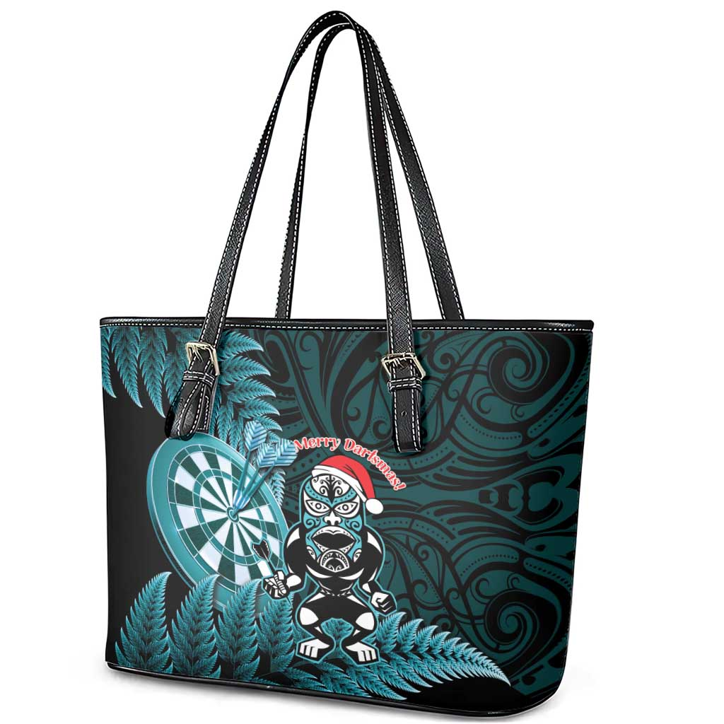 New Zealand Darts Christmas Leather Tote Bag Maori Fern Merry Dartsmas LT14 - Polynesian Pride