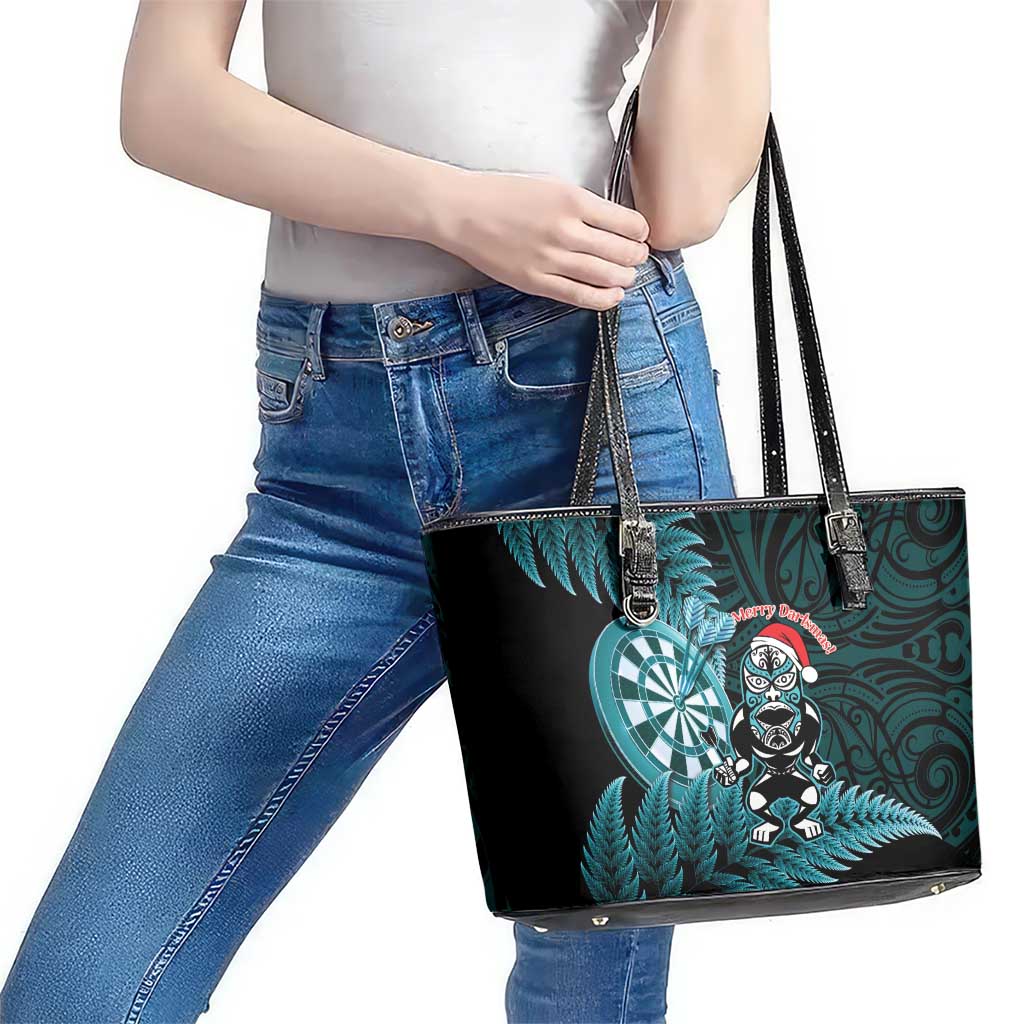 New Zealand Darts Christmas Leather Tote Bag Maori Fern Merry Dartsmas LT14 - Polynesian Pride