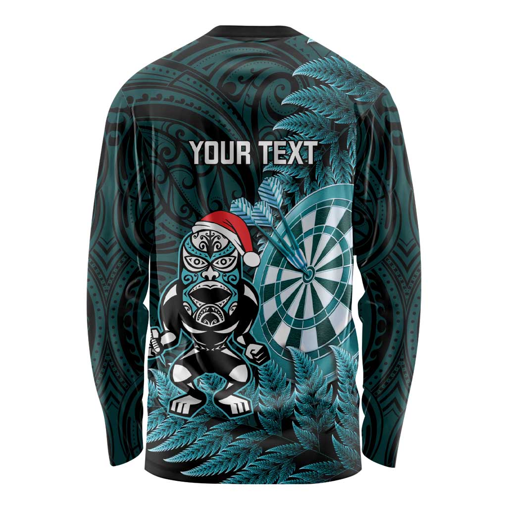 Personalised New Zealand Darts Christmas Long Sleeve Shirt Maori Fern Merry Dartsmas LT14 - Polynesian Pride