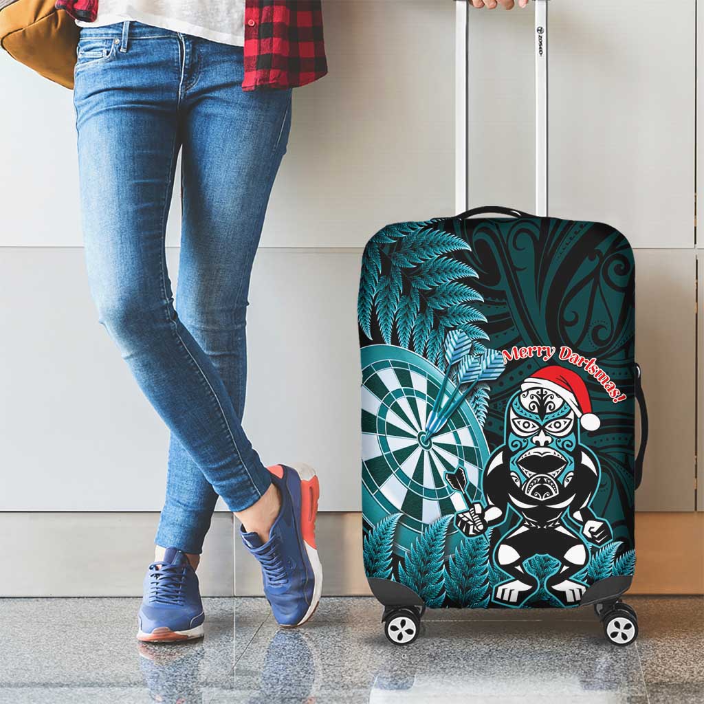 New Zealand Darts Christmas Luggage Cover Maori Fern Merry Dartsmas - Polynesian Pride