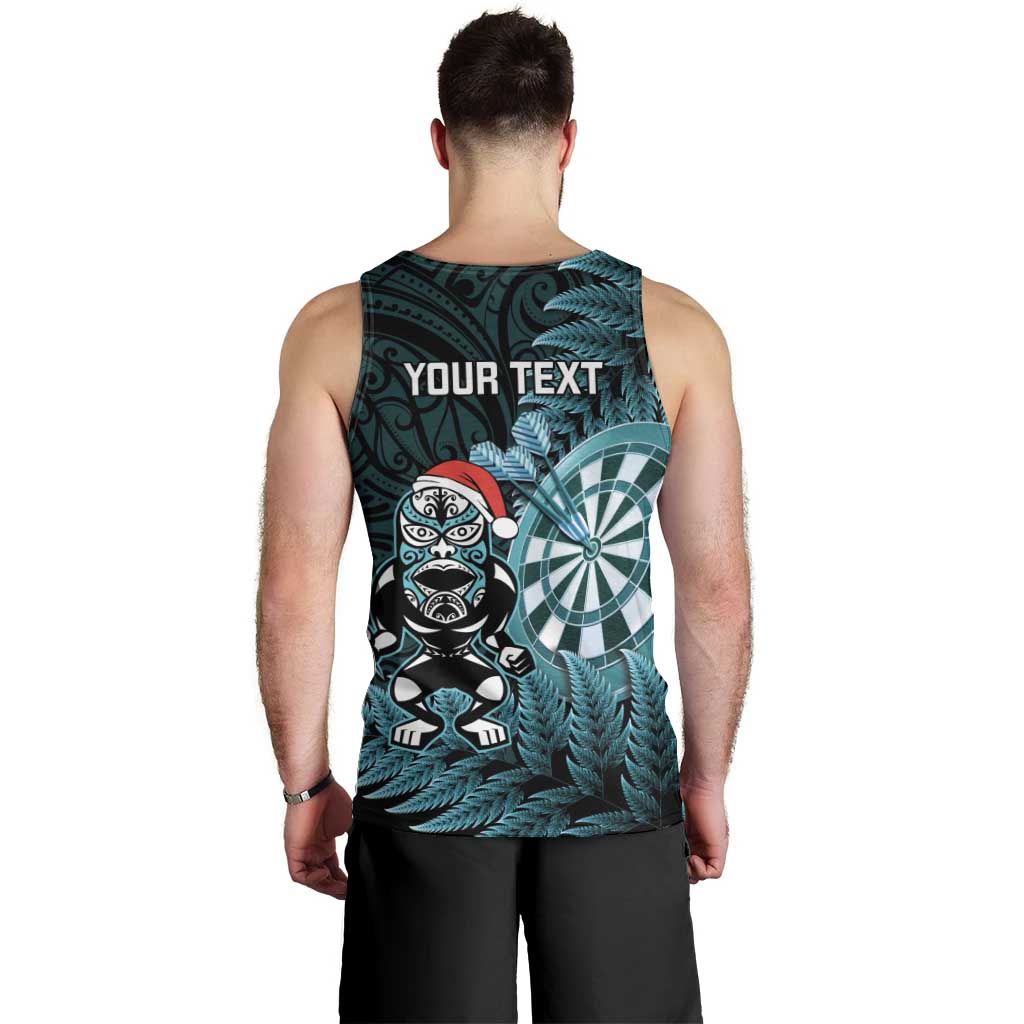 Personalised New Zealand Darts Christmas Men Tank Top Maori Fern Merry Dartsmas LT14 - Polynesian Pride