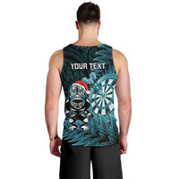 Personalised New Zealand Darts Christmas Men Tank Top Maori Fern Merry Dartsmas LT14 - Polynesian Pride