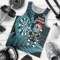 Personalised New Zealand Darts Christmas Men Tank Top Maori Fern Merry Dartsmas LT14 - Polynesian Pride