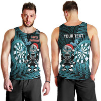 Personalised New Zealand Darts Christmas Men Tank Top Maori Fern Merry Dartsmas LT14 - Polynesian Pride