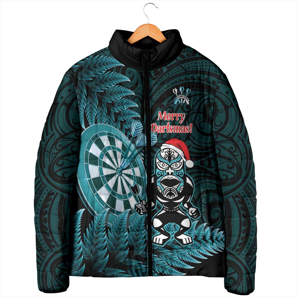 Personalised New Zealand Darts Christmas Padded Jacket Maori Fern Merry Dartsmas LT14 - Polynesian Pride