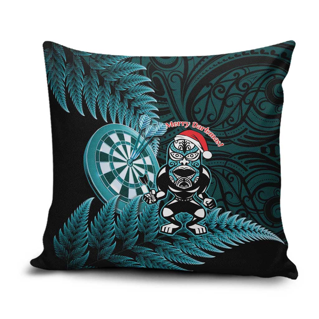 New Zealand Darts Christmas Pillow Cover Maori Fern Merry Dartsmas LT14 Cyan - Polynesian Pride
