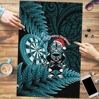 New Zealand Darts Christmas Puzzle Maori Fern Merry Dartsmas LT14 Cyan - Polynesian Pride