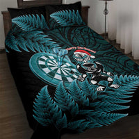 New Zealand Darts Christmas Quilt Bed Set Maori Fern Merry Dartsmas LT14 Cyan - Polynesian Pride