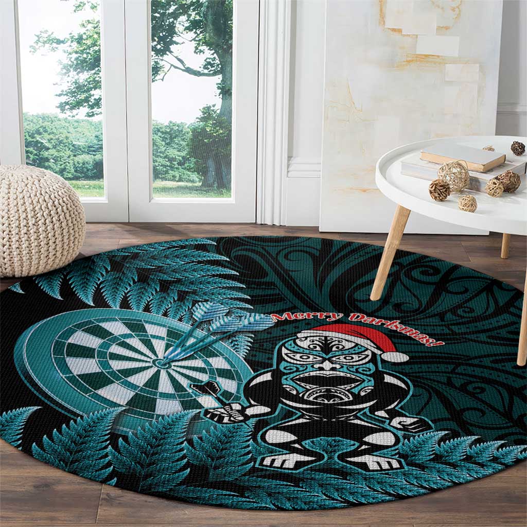 New Zealand Darts Christmas Round Carpet Maori Fern Merry Dartsmas LT14 - Polynesian Pride