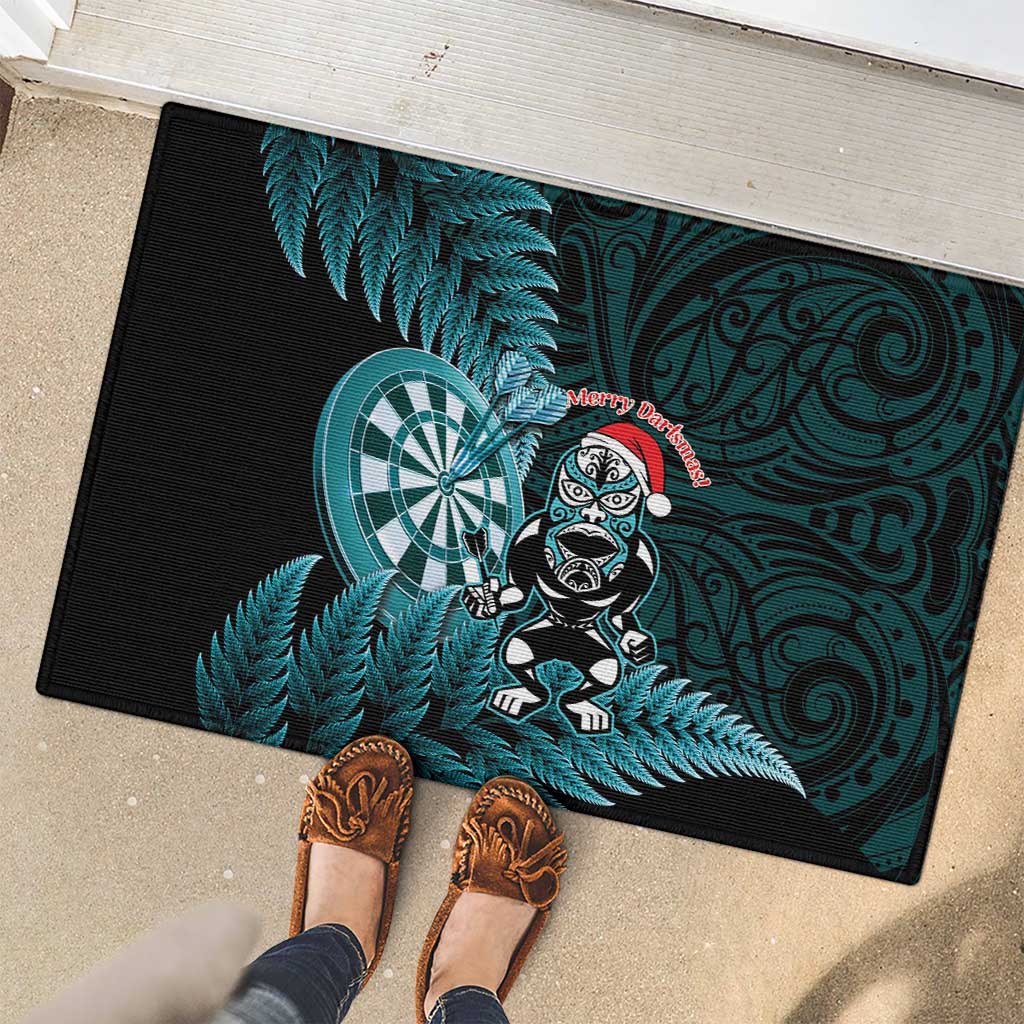 New Zealand Darts Christmas Rubber Doormat Maori Fern Merry Dartsmas LT14 - Polynesian Pride