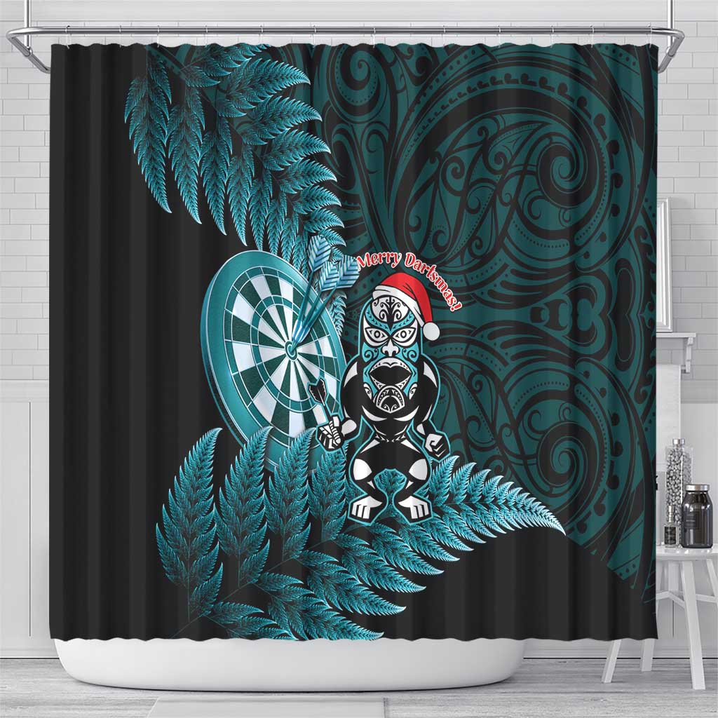New Zealand Darts Christmas Shower Curtain Maori Fern Merry Dartsmas LT14 - Polynesian Pride