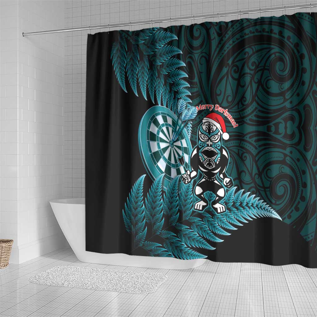 New Zealand Darts Christmas Shower Curtain Maori Fern Merry Dartsmas LT14 - Polynesian Pride