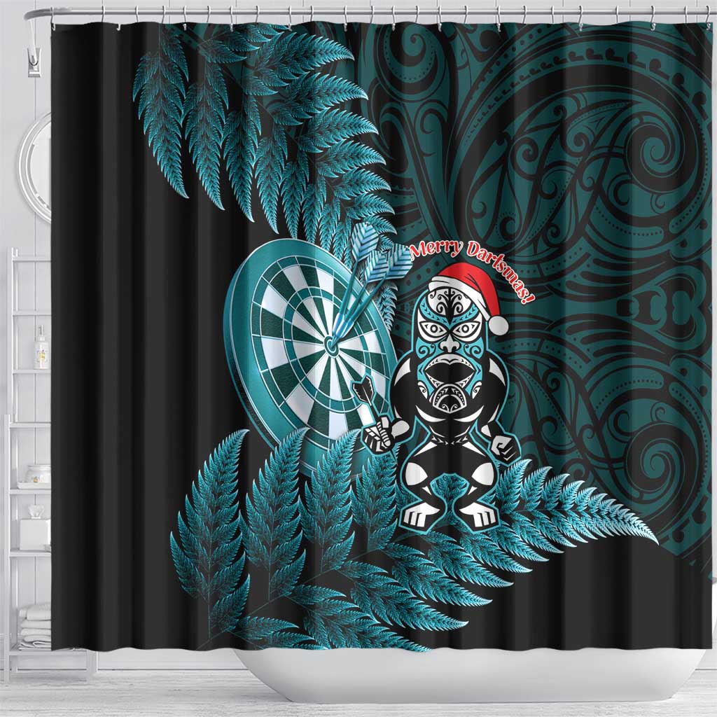 New Zealand Darts Christmas Shower Curtain Maori Fern Merry Dartsmas LT14 - Polynesian Pride
