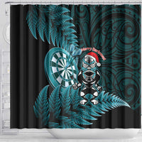 New Zealand Darts Christmas Shower Curtain Maori Fern Merry Dartsmas LT14 - Polynesian Pride