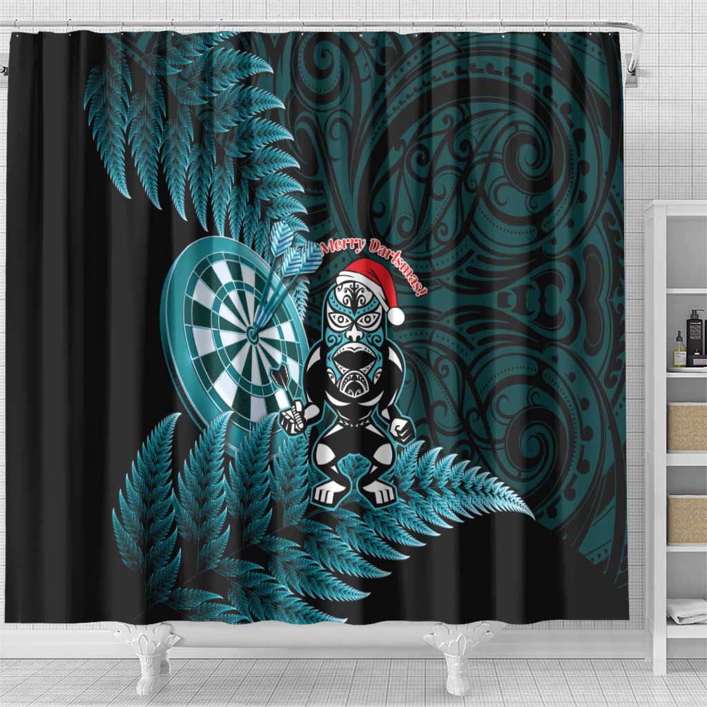 New Zealand Darts Christmas Shower Curtain Maori Fern Merry Dartsmas LT14 - Polynesian Pride