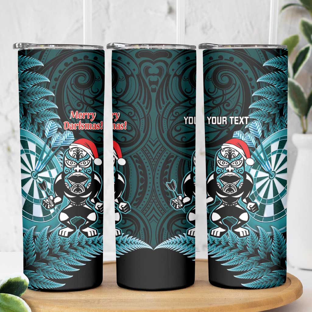 Personalised New Zealand Darts Christmas Skinny Tumbler Maori Fern Merry Dartsmas LT14 - Polynesian Pride
