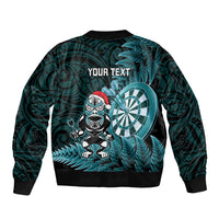 Personalised New Zealand Darts Christmas Sleeve Zip Bomber Jacket Maori Fern Merry Dartsmas LT14 - Polynesian Pride