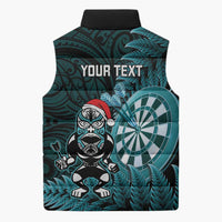 Personalised New Zealand Darts Christmas Sleeveless Puffer Jacket Maori Fern Merry Dartsmas LT14 - Polynesian Pride