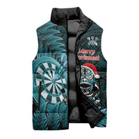 Personalised New Zealand Darts Christmas Sleeveless Puffer Jacket Maori Fern Merry Dartsmas LT14 - Polynesian Pride
