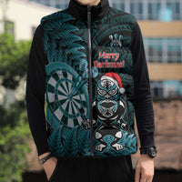 Personalised New Zealand Darts Christmas Sleeveless Puffer Jacket Maori Fern Merry Dartsmas LT14 - Polynesian Pride