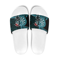 New Zealand Darts Christmas Slide Sandals Maori Fern Merry Dartsmas LT14 Cyan - Polynesian Pride
