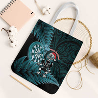 New Zealand Darts Christmas Tote Bag Maori Fern Merry Dartsmas LT14 White Strap One Size Cyan - Polynesian Pride