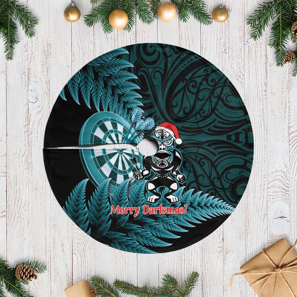 New Zealand Darts Christmas Tree Skirt Maori Fern Merry Dartsmas LT14 Casual Cyan - Polynesian Pride