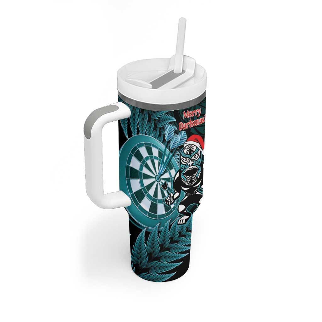Personalised New Zealand Darts Christmas Tumbler With Handle Maori Fern Merry Dartsmas LT14 - Polynesian Pride