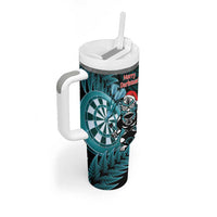 Personalised New Zealand Darts Christmas Tumbler With Handle Maori Fern Merry Dartsmas LT14 - Polynesian Pride