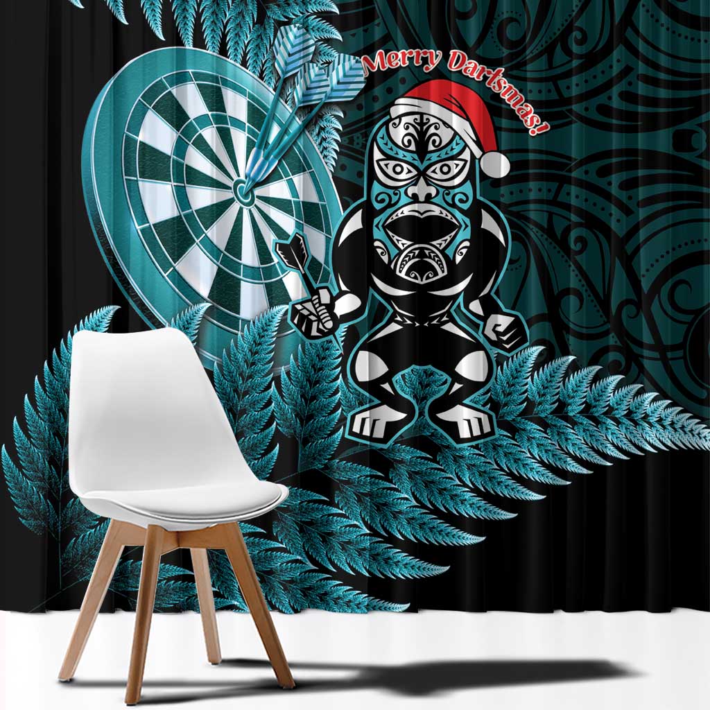 New Zealand Darts Christmas Window Curtain Maori Fern Merry Dartsmas LT14 - Polynesian Pride