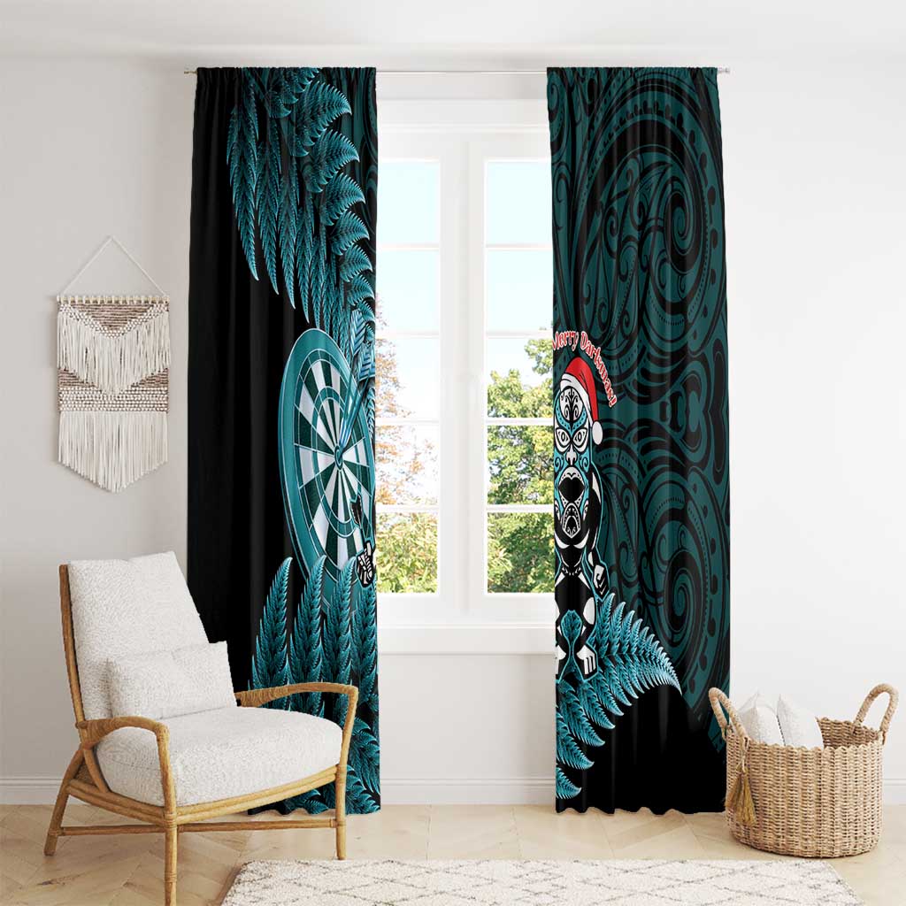 New Zealand Darts Christmas Window Curtain Maori Fern Merry Dartsmas LT14 - Polynesian Pride