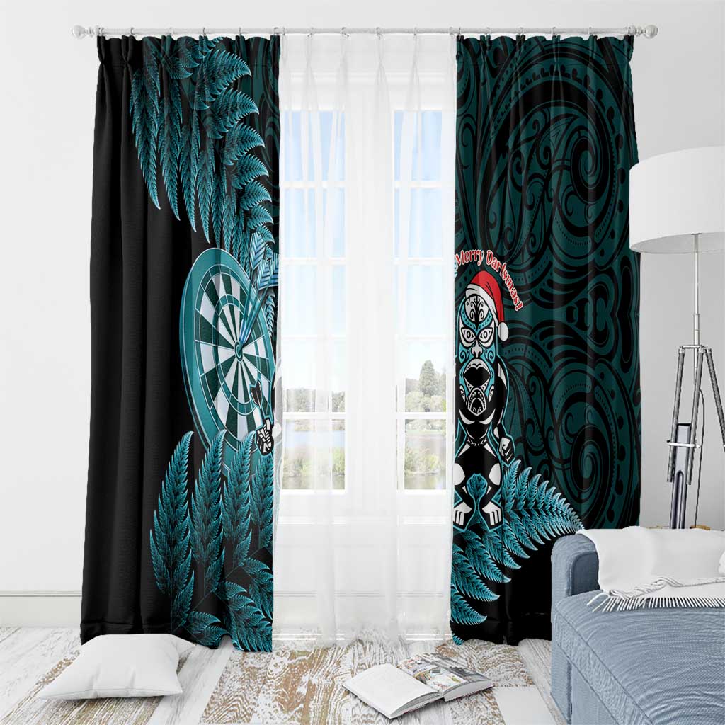 New Zealand Darts Christmas Window Curtain Maori Fern Merry Dartsmas LT14 - Polynesian Pride